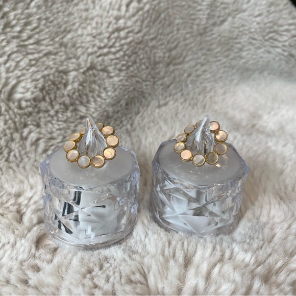 Elegant Gold and White Earrings - Picture 1 of 4